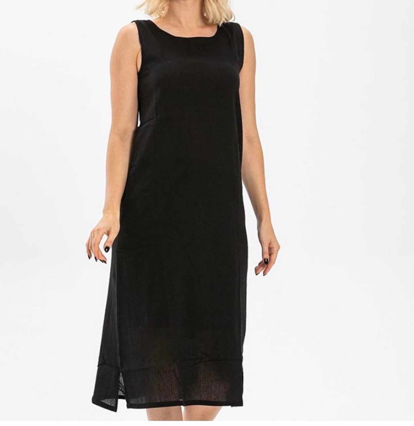 Cotton Slip Long Dress (White/Off White)