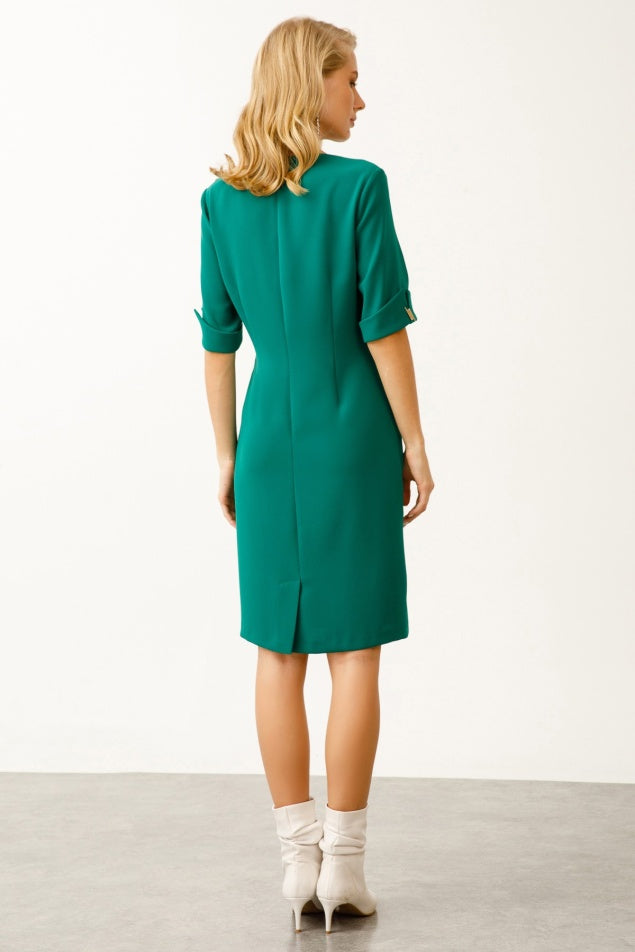 V Neck Dress (Green/Black)