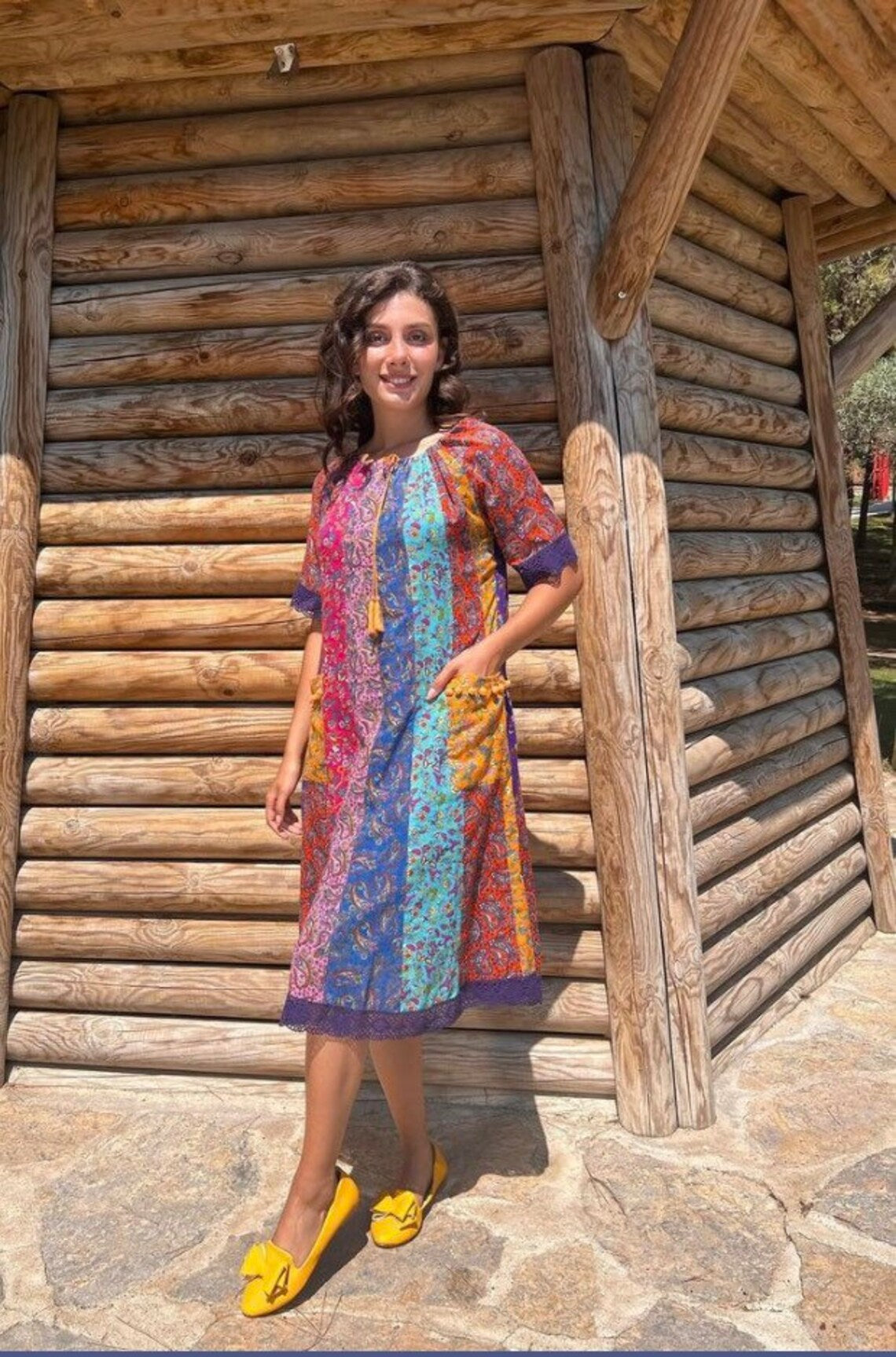 Boho floral cotton dress