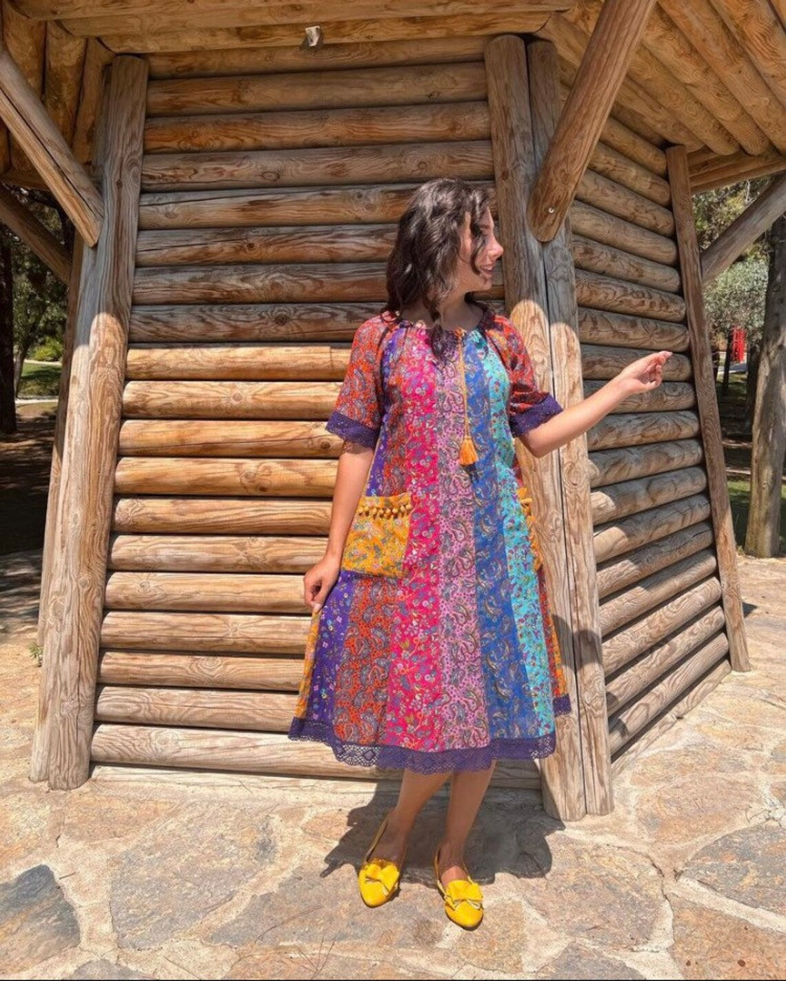 Boho floral cotton dress