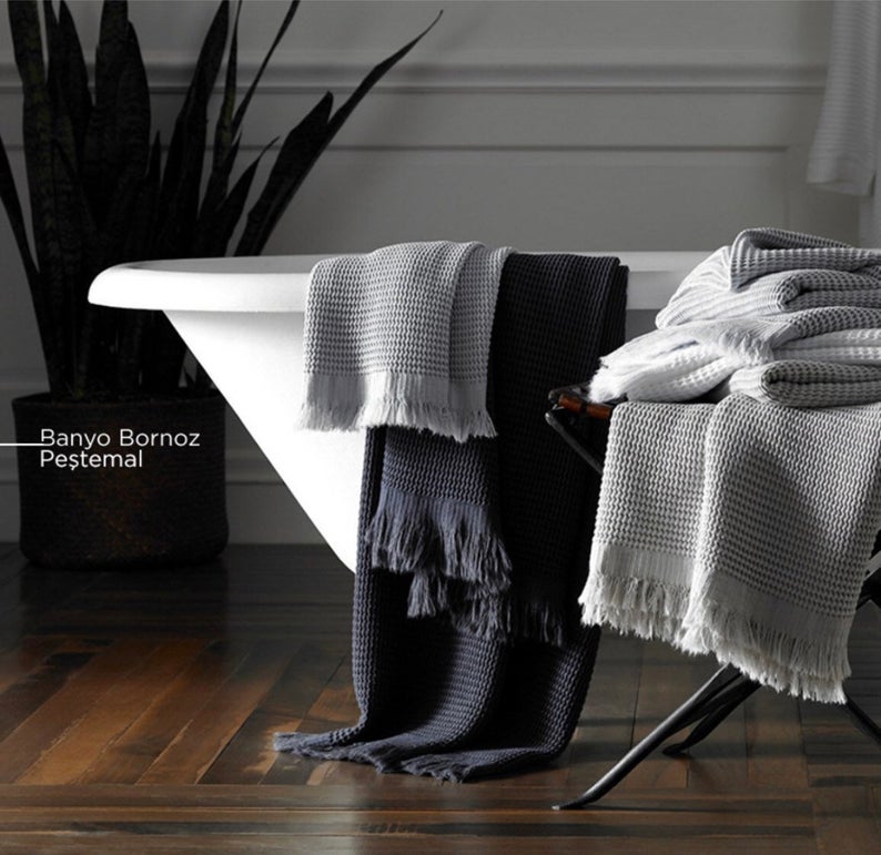 Waffle Turkish Cotton/bamboo bath towel(40/70)/hand towel(35and 20 –  Chaliskan
