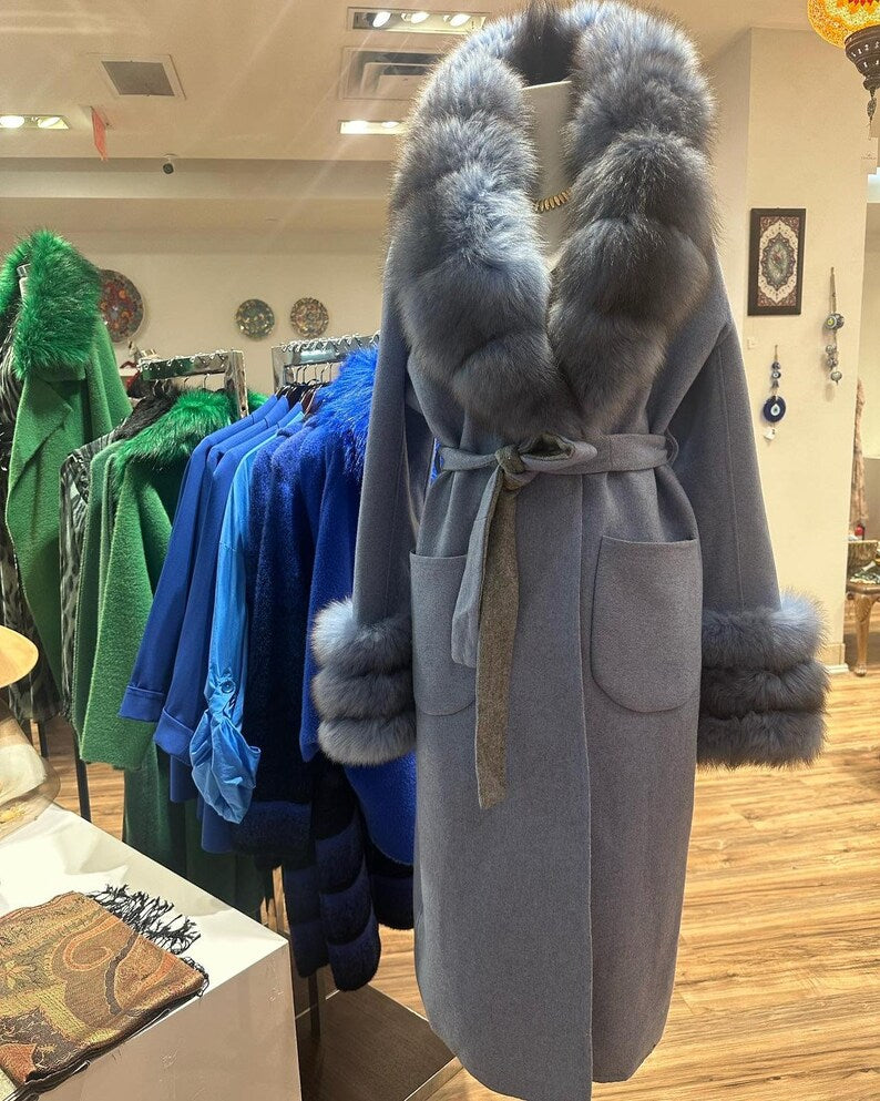Alpaca Coat (Blue/Gray)