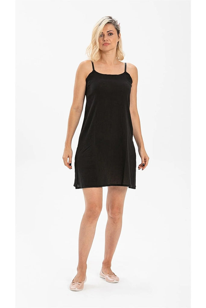 Cotton Slip Dress (Black) 3xlarge / offwhite Cotton Slip Dress (Black) 3xlarge / offwhite