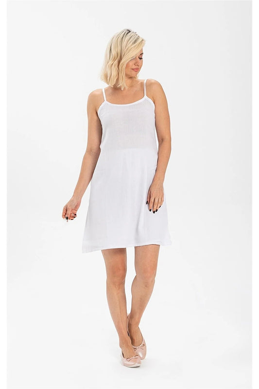 Cotton Slip Dress (White/Off White)