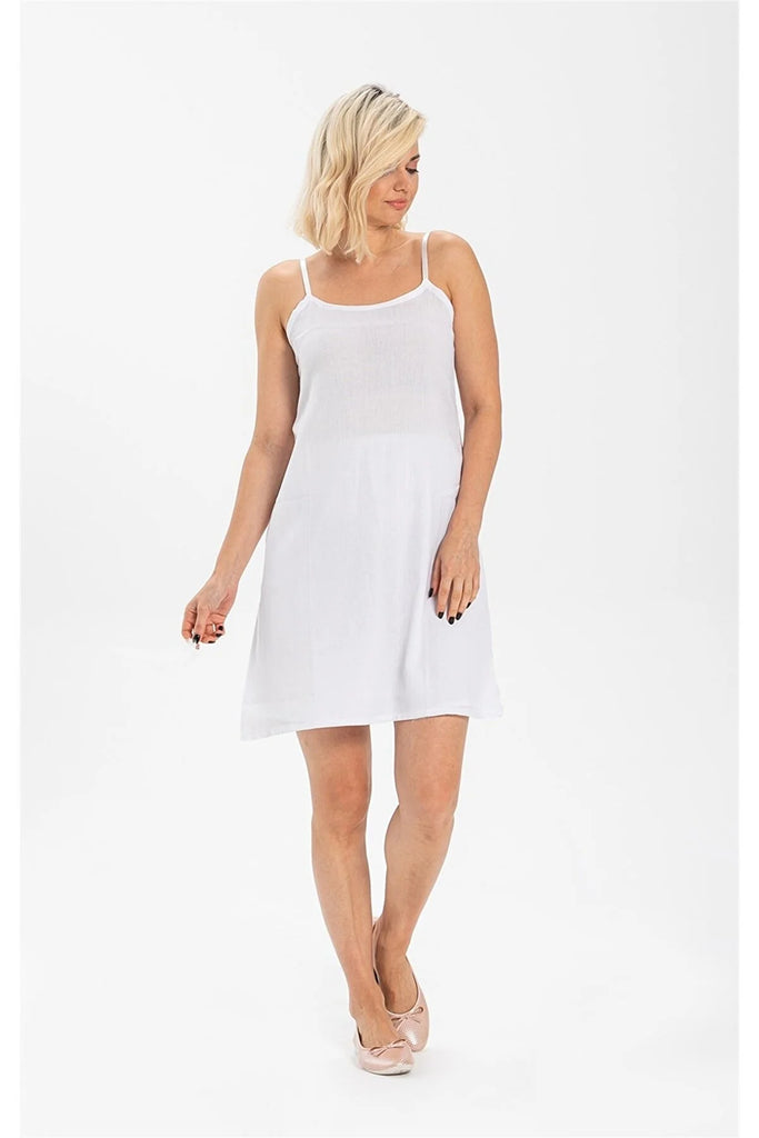 Cotton Slip Dress (Black) small / White