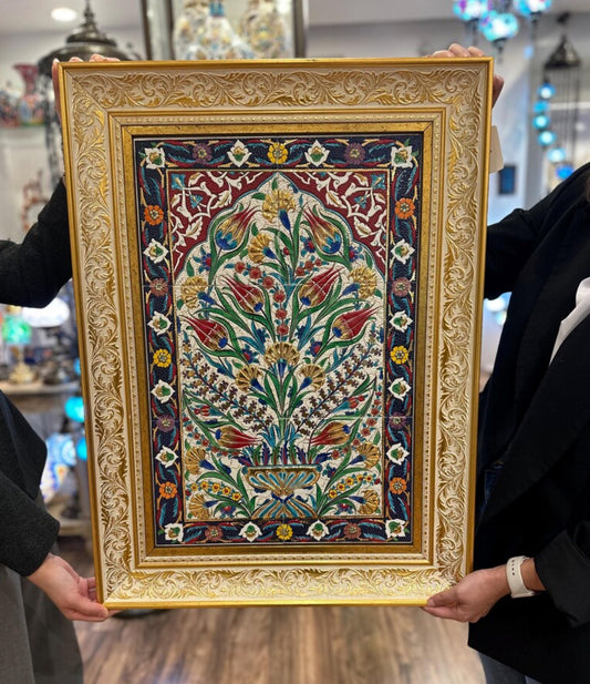 Ceramic Frame and Vases (Goldpainted)