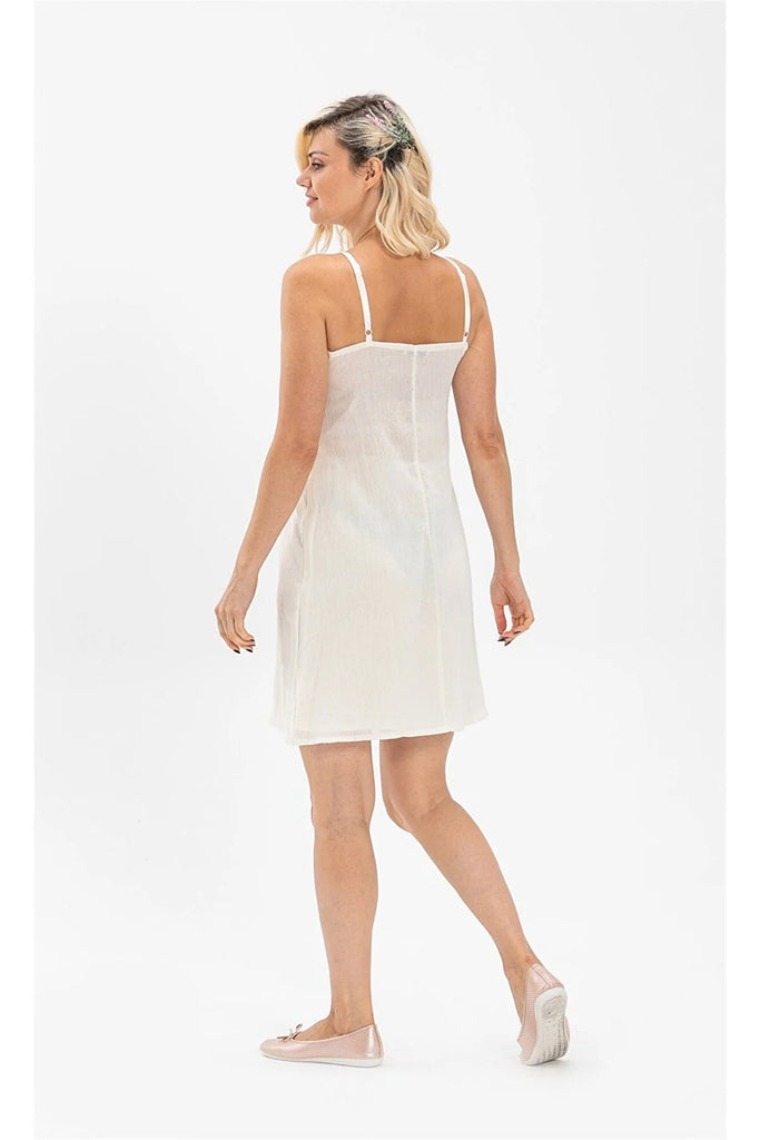 Organic Cotton Slip Dress, white, black gauze cotton under garment