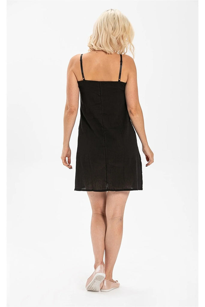 black cotton slip dress Iceberg Black slip dress in pure ribbed cotton