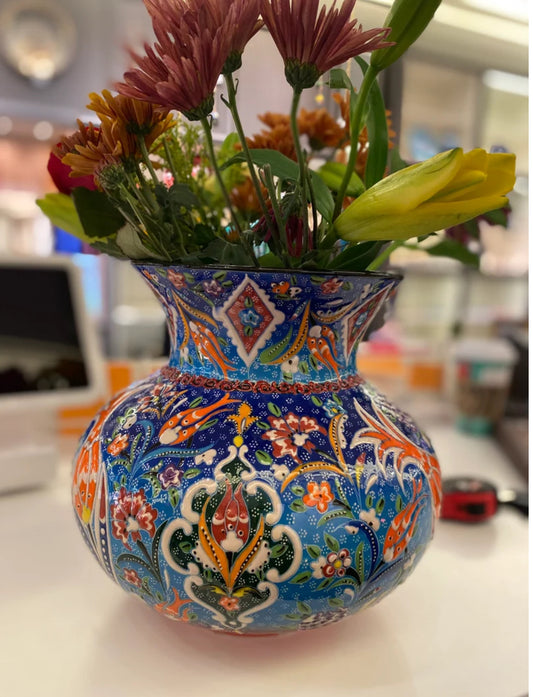 Flower Ceramic Vase (10”x11”)