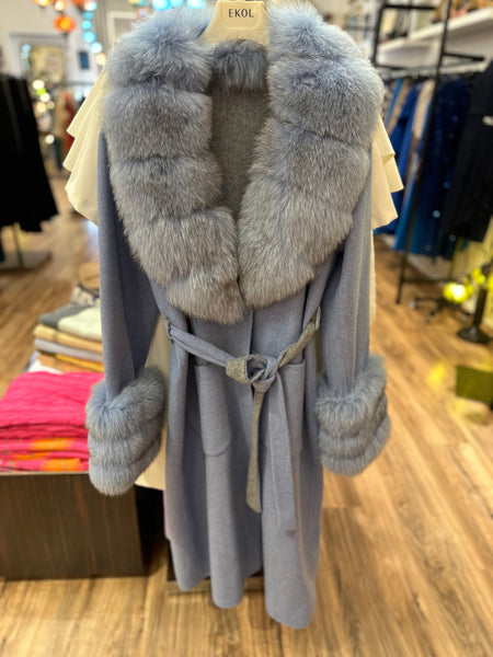 Alpaca Coat (Blue/Gray)