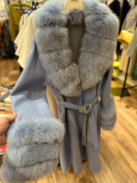 Alpaca Coat (Blue/Gray)