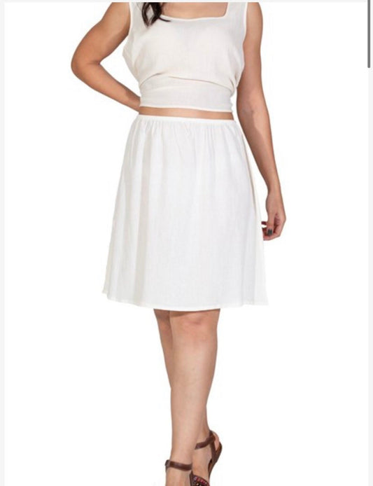 Cotton Mini Slip (White/Off White)