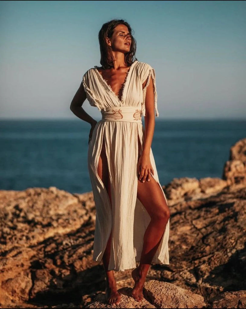 Long cotton top beach dresses