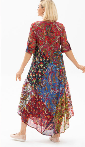 Boho floral cotton patchwork slip dress