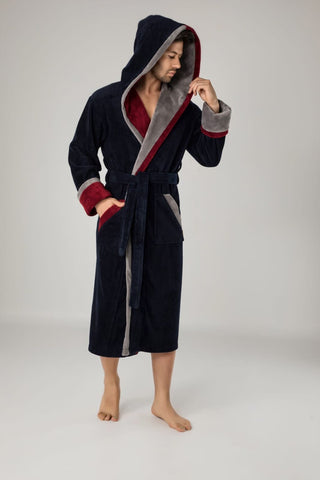 Luxurious Men hooded bathrobe