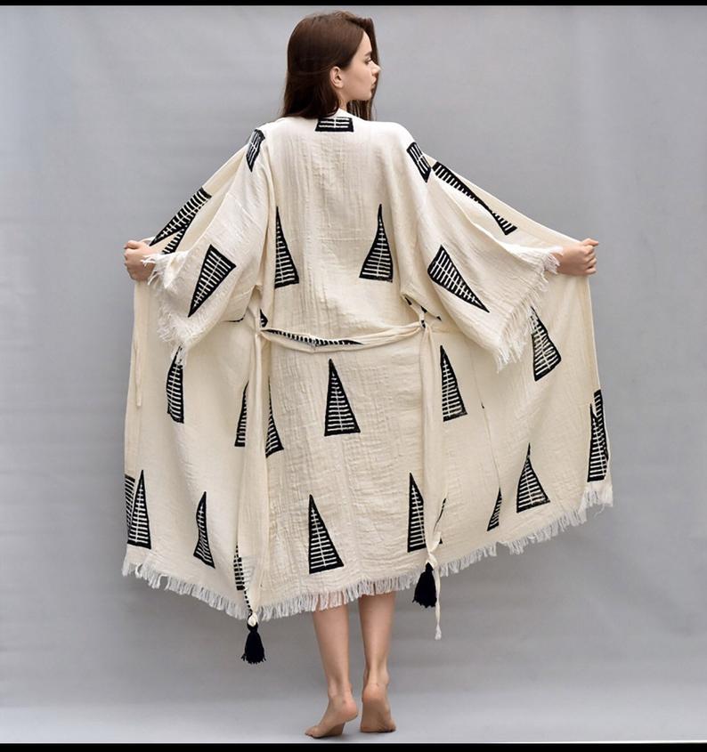 Ivory Turkish Cotton Kimono Robe