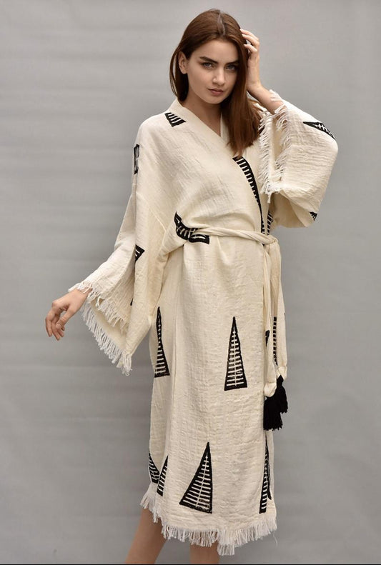 Ivory Turkish Cotton Kimono Robe