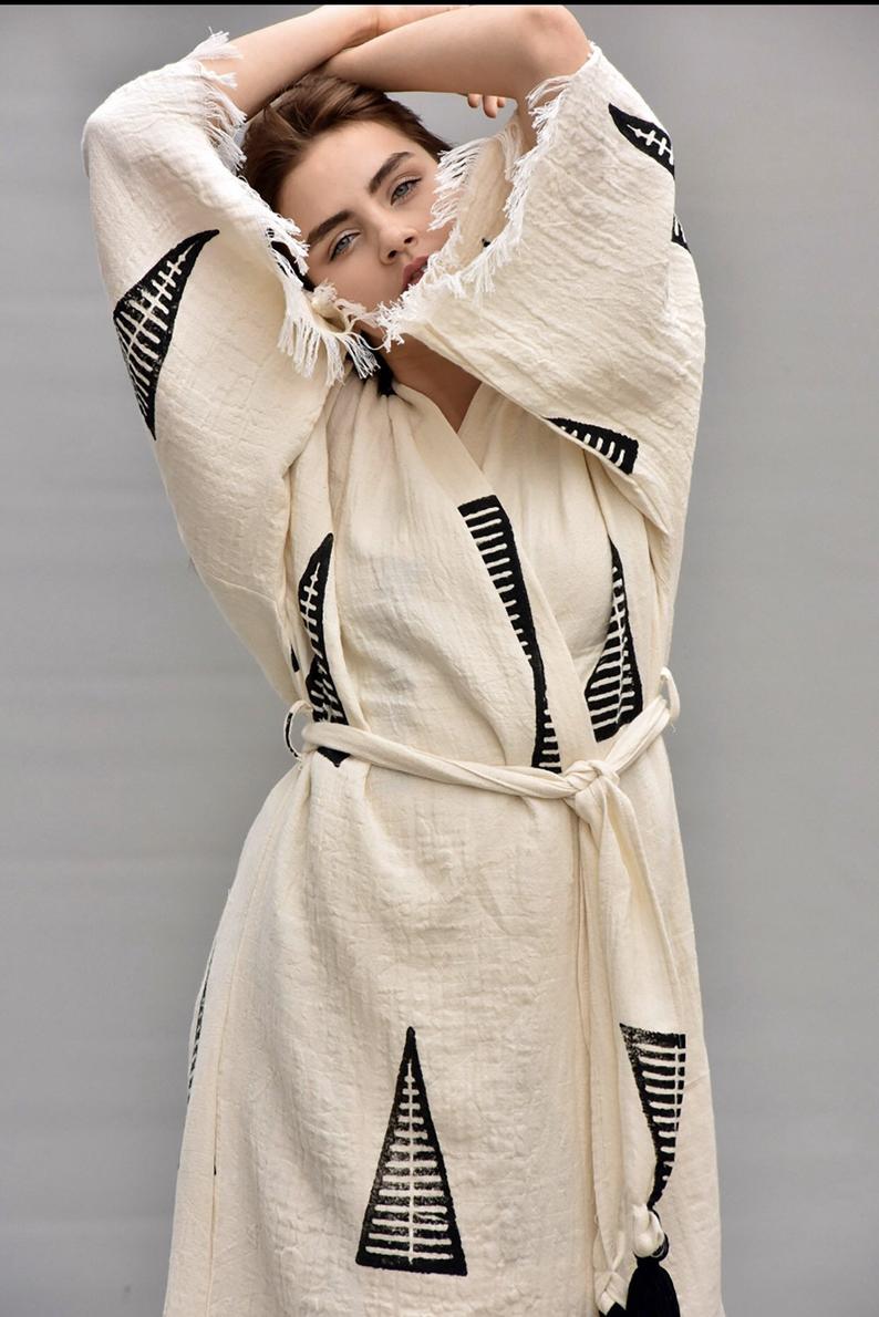 Ivory Turkish Cotton Kimono Robe