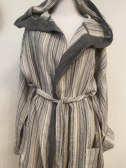 Mini waffle hooded Turkish cotton unisex bathrobe