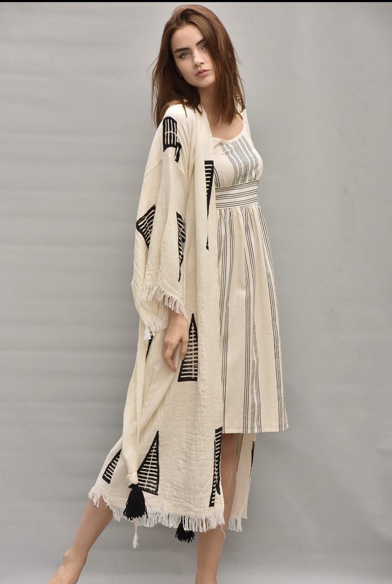 Ivory Turkish Cotton Kimono Robe
