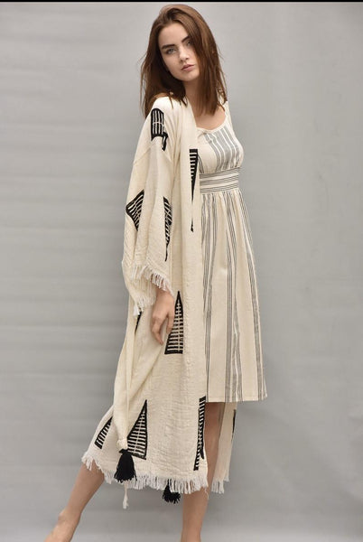 Ivory Turkish Cotton Kimono Robe-One size fits all