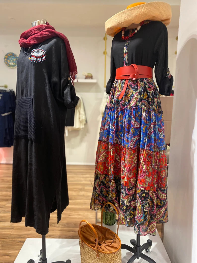 Zeynep Boho floral cotton dress, boho maxi Dress, Cotton Boho Summer Dress