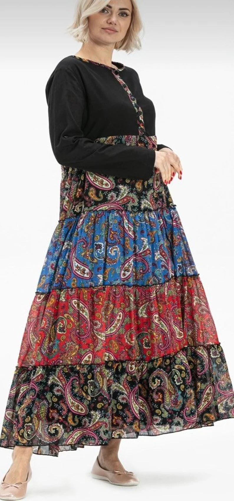 Zeynep Boho floral cotton dress, boho maxi Dress, Cotton Boho Summer Dress