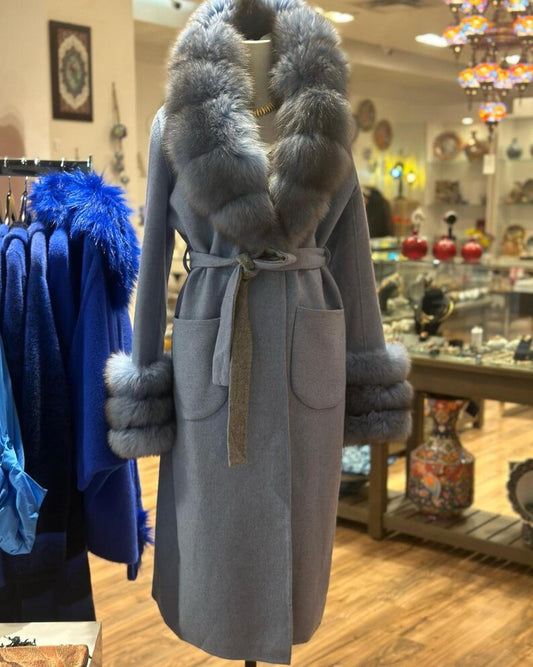 Alpaca Coat (Blue/Gray)