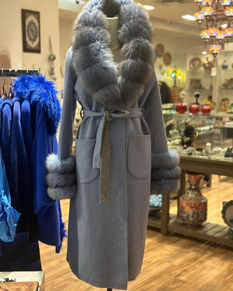 Blue Alpaca Coat Jacket