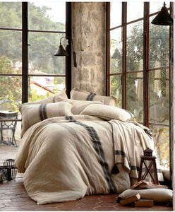 4 Pieces Natural Linen sheet set,Ivory linen bedding,linen fitted sheet,linen flat sheet and two linen pillow cases